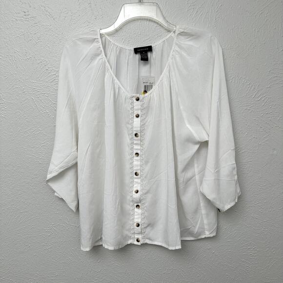 NWT Spense White Button Up Blouse - Picture 1 of 6